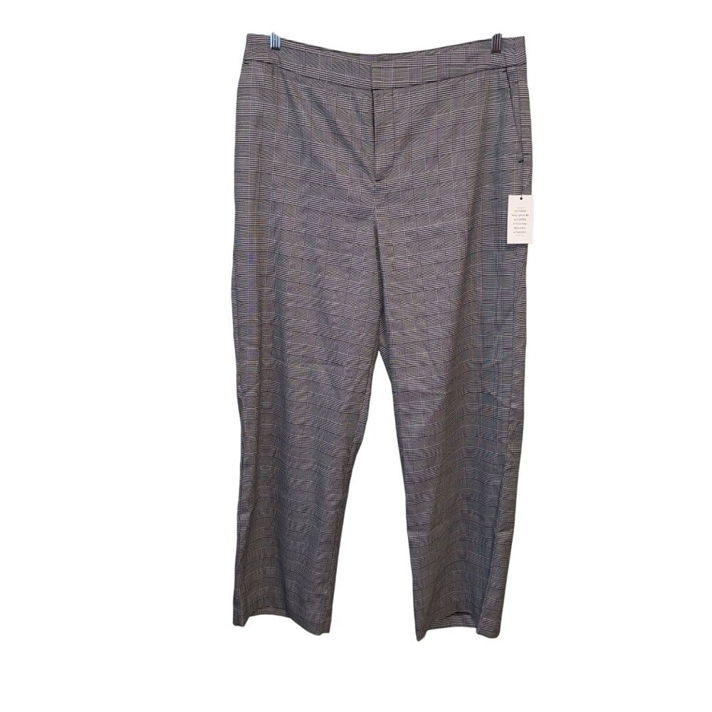 Eloquii Womens Black White Plaid Tailored Trousers With Side Zip Closure Size 14
